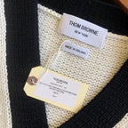 Cream Wool Colourblock Cardigan - Men's