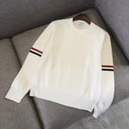Black Wool Armband Stripe Crewneck - Men's
