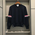 Black Wool Armband Stripe Crewneck - Men's