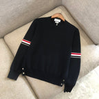 Black Wool Armband Stripe Crewneck - Men's