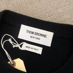 Black Wool Armband Stripe Crewneck - Men's
