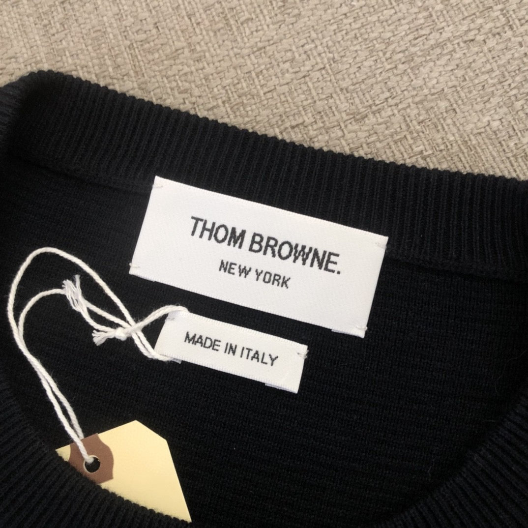 Black Wool Armband Stripe Crewneck - Men's