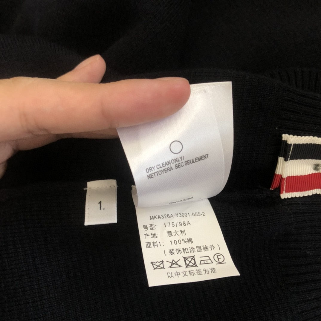 Black Wool Armband Stripe Crewneck - Men's
