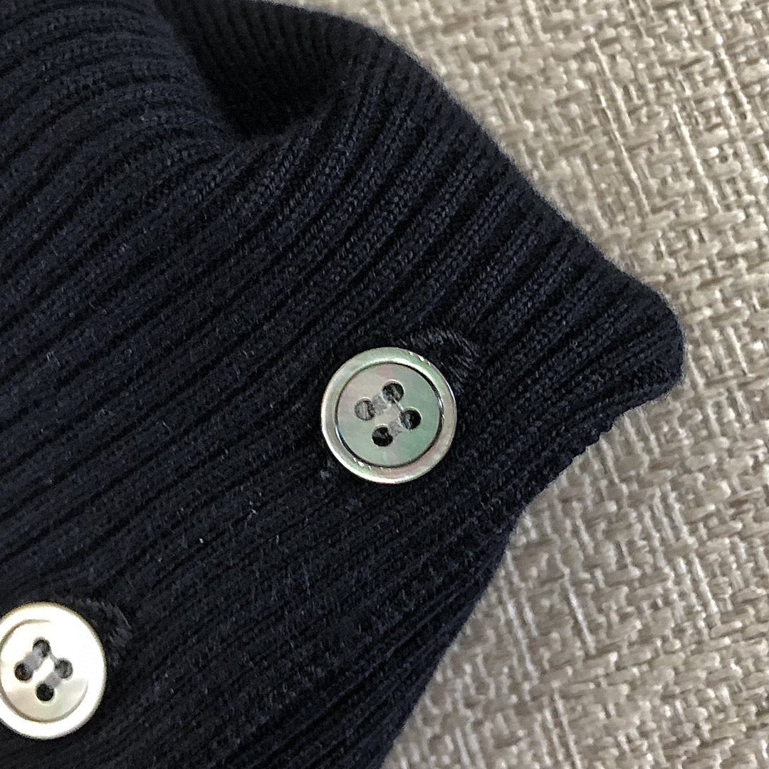 Black Wool Armband Stripe Crewneck - Men's