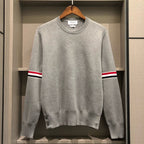 Black Wool Armband Stripe Crewneck - Men's