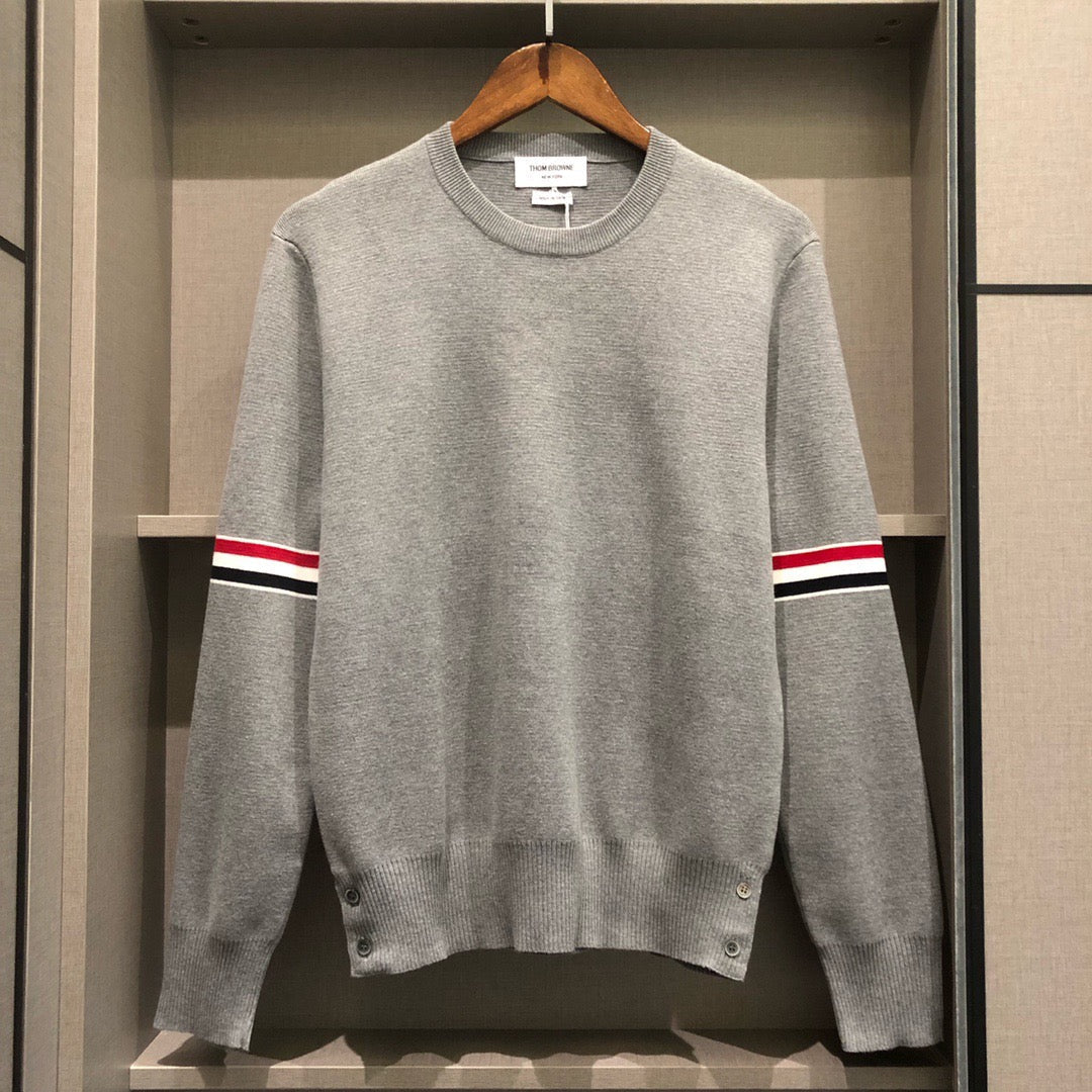 Black Wool Armband Stripe Crewneck - Men's