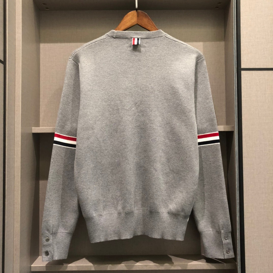 Black Wool Armband Stripe Crewneck - Men's
