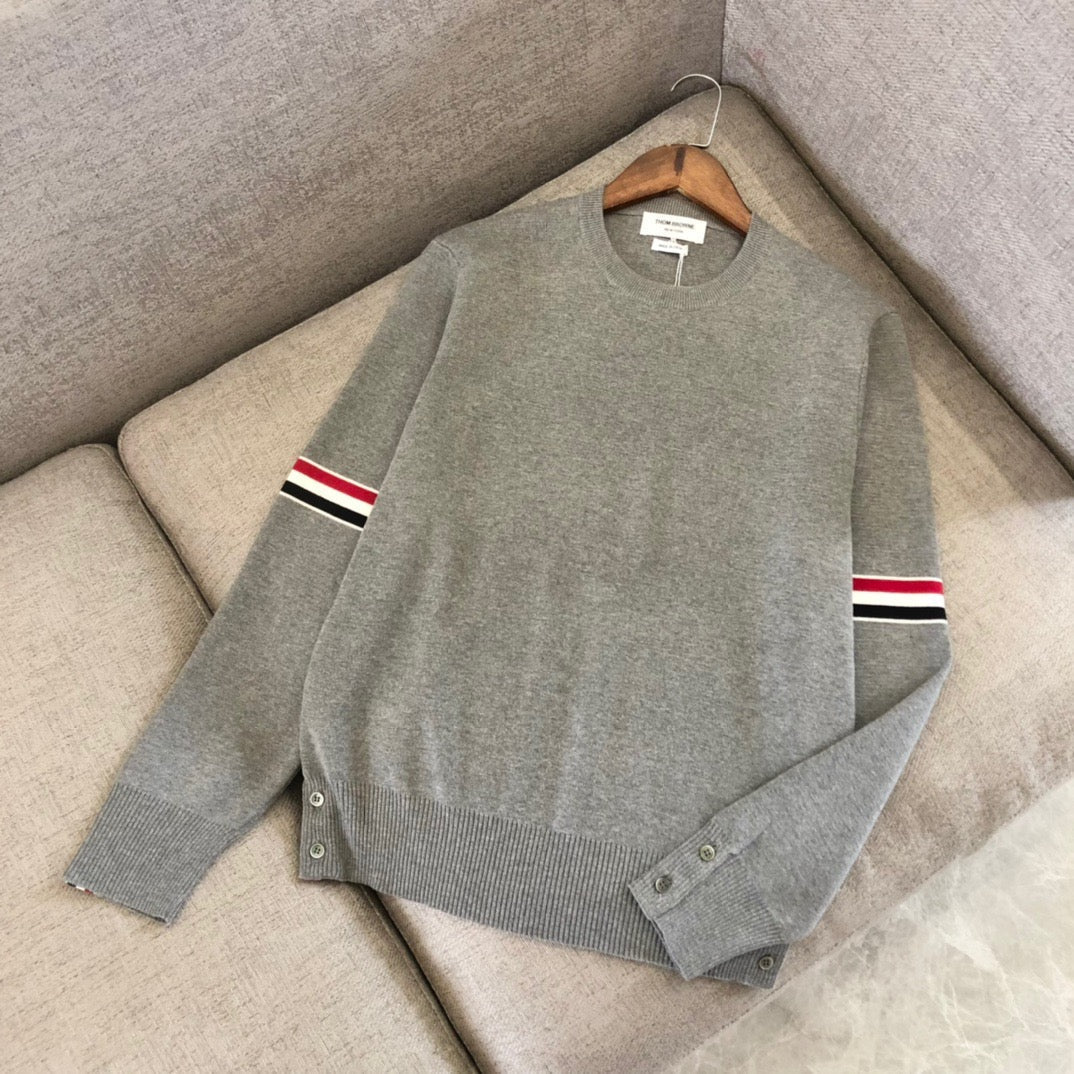 Black Wool Armband Stripe Crewneck - Men's
