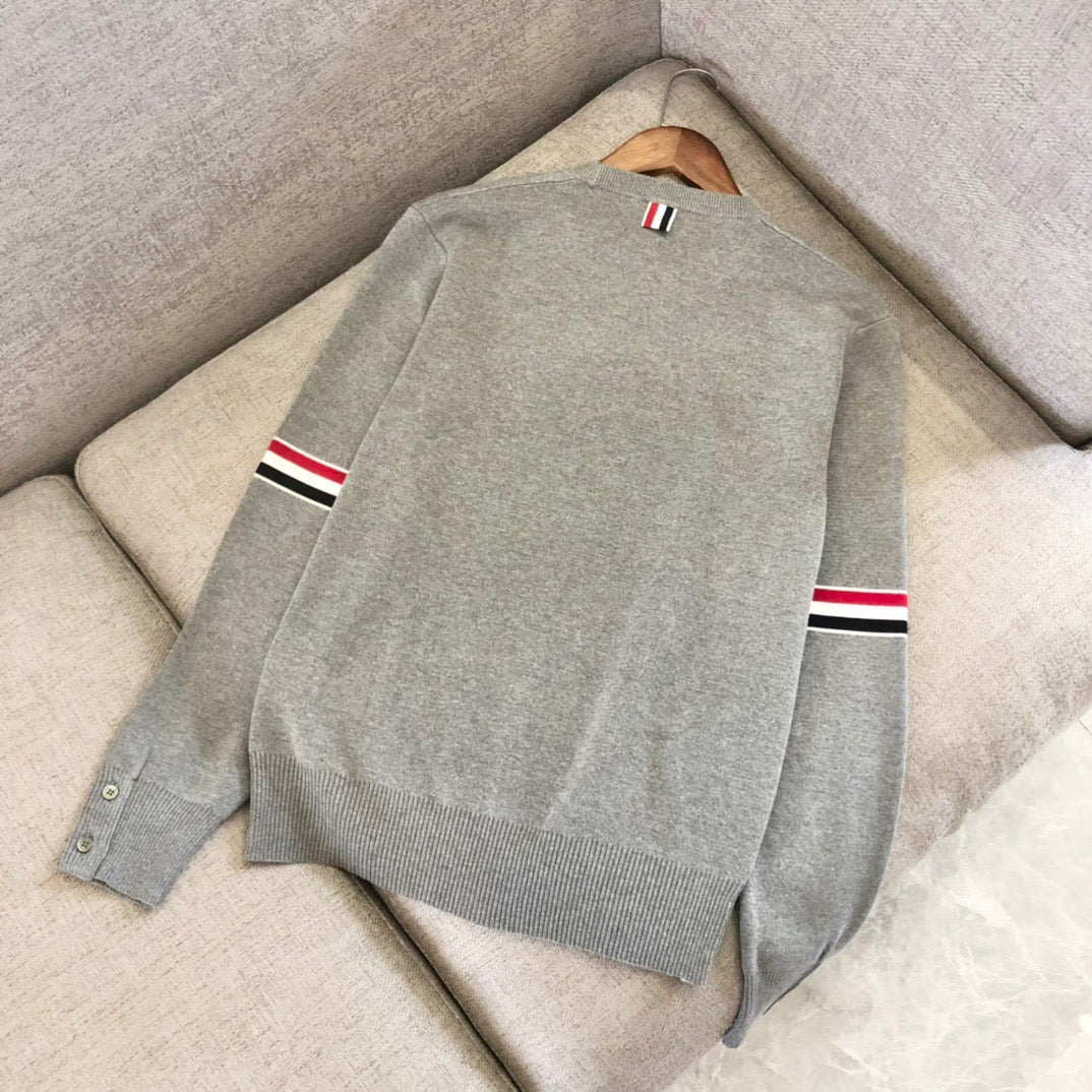 Black Wool Armband Stripe Crewneck - Men's