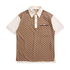 Beige Jacquard Monogram Short-Sleeve - Men's