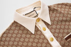 Beige Jacquard Monogram Short-Sleeve - Men's