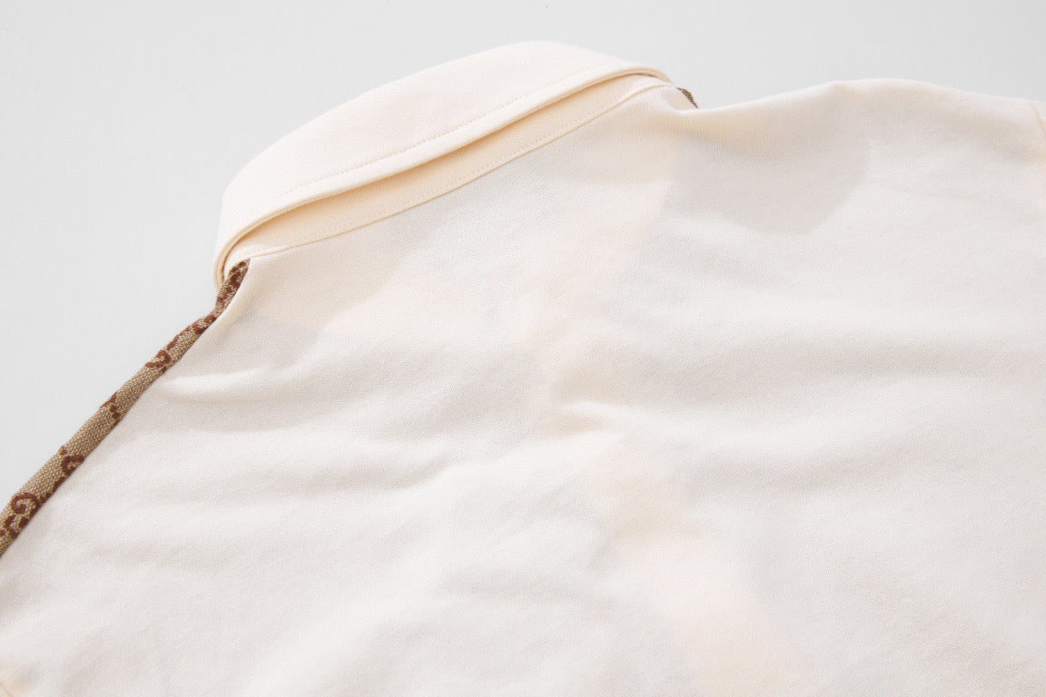 Beige Jacquard Monogram Short-Sleeve - Men's