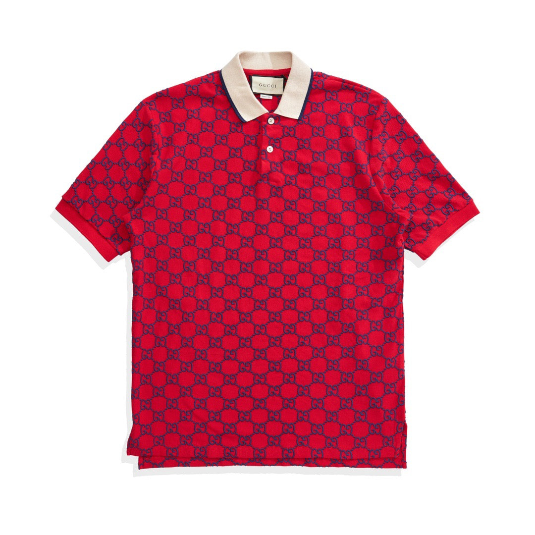 Red Jacquard Monogram Short-Sleeve - Men's