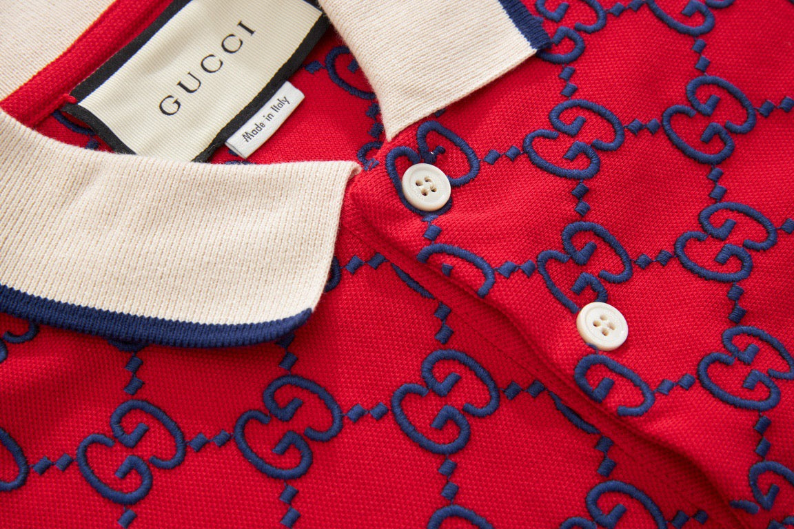 Red Jacquard Monogram Short-Sleeve - Men's