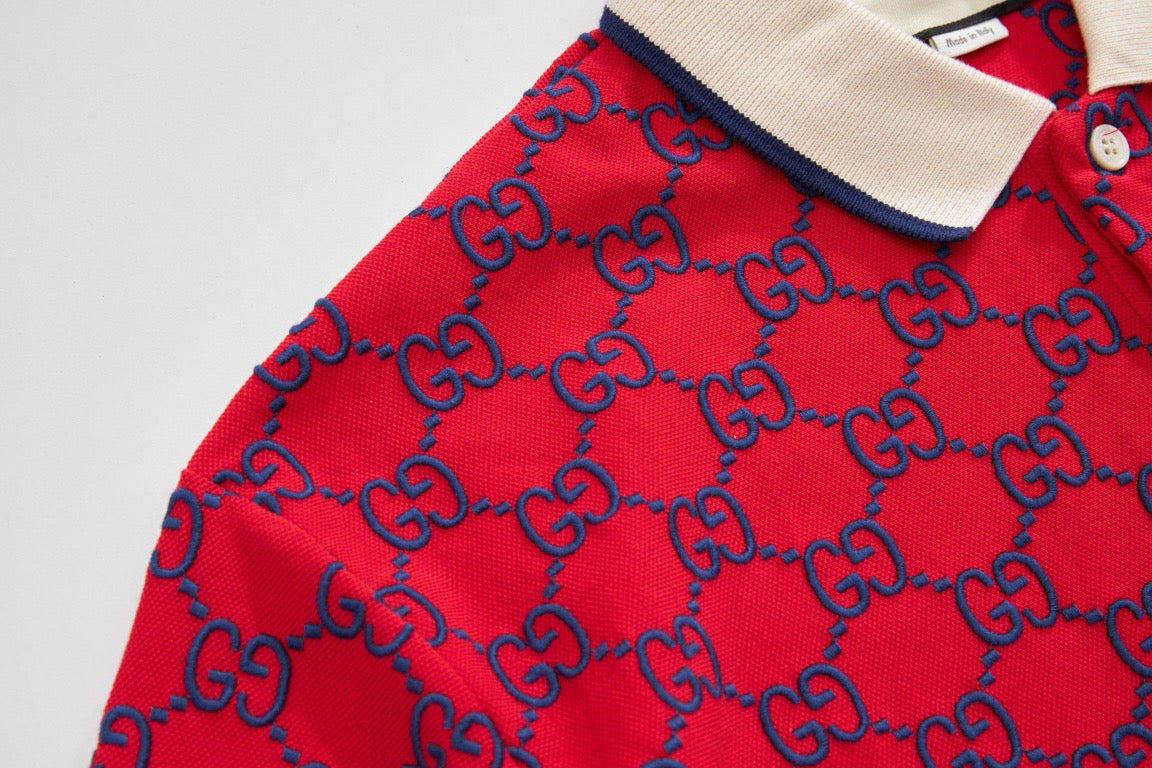Red Jacquard Monogram Short-Sleeve - Men's