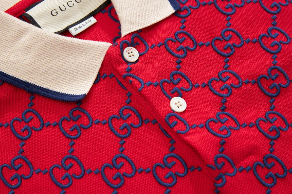 Red Jacquard Monogram Short-Sleeve - Men's