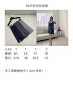 Grey Wool Colourblock Pleated Skirt - Women's