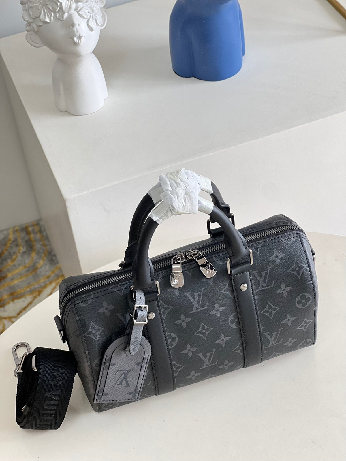 Black and Grey Duffle Bag