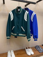 Green Wool Contrast Sleeve Varsity - Men's