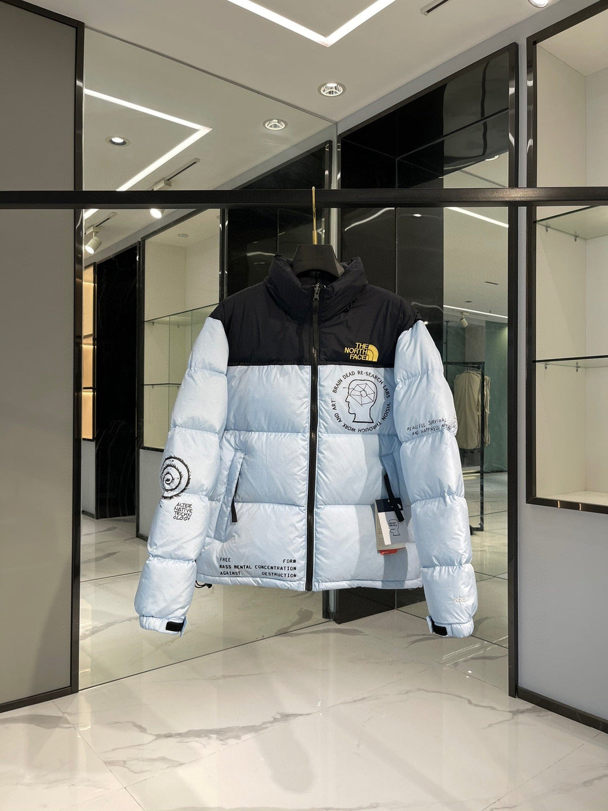 Light Blue and White Puffer Jacket - Men's