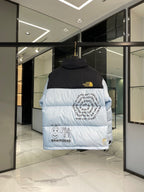 Light Blue and White Puffer Jacket - Men's