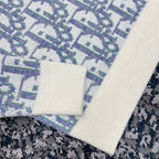 Blue Jacquard Contrast Trim Crewneck - Men's