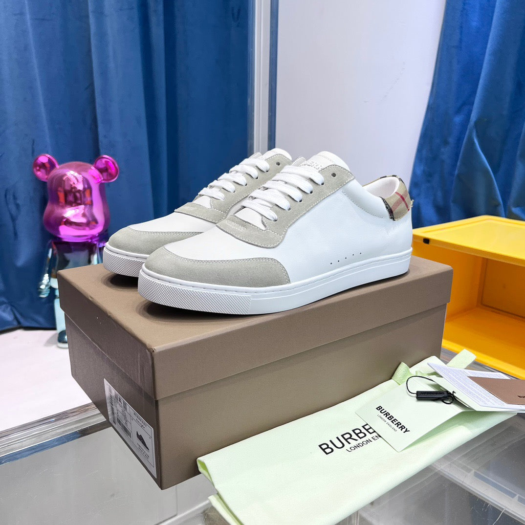 White Leather Two-Tone Low-Top - Men's