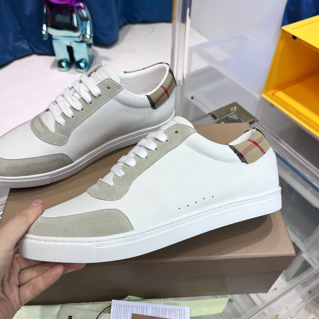 White Leather Two-Tone Low-Top - Men's