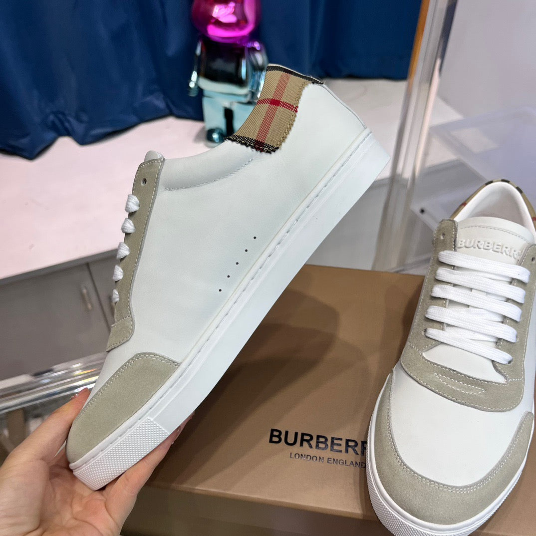 White Leather Two-Tone Low-Top - Men's