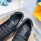 Black Canvas Check Panel Low-Top - Men's