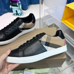 Black Leather Contrast Sole Low-Top - Men's