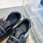 Black Leather Check Panel Low-Top - Men's