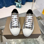 Beige Canvas Check Platform - Men's