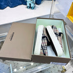 Beige Canvas Check Low-Top - Men's