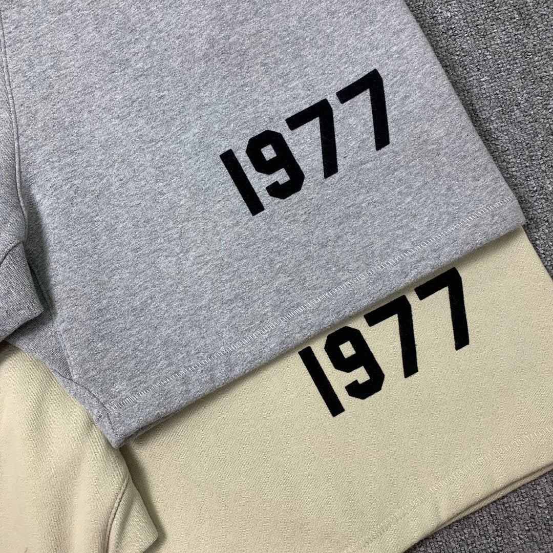 Cream Cotton Numeral Print Drawstring - Men's
