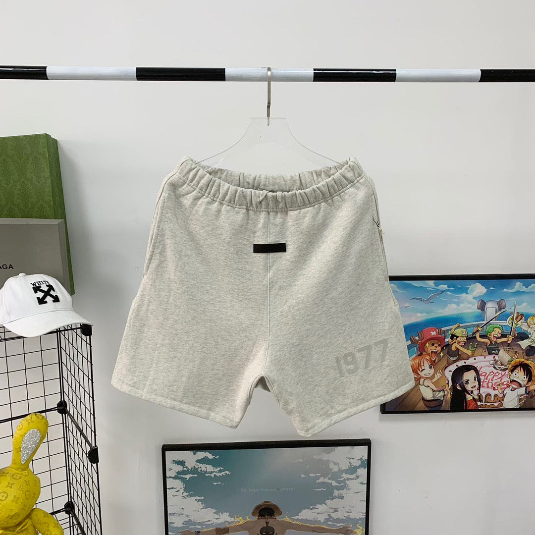 Cream Cotton Numeral Print Drawstring - Men's
