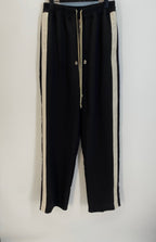 Black Cotton Side Stripe Straight - Men's