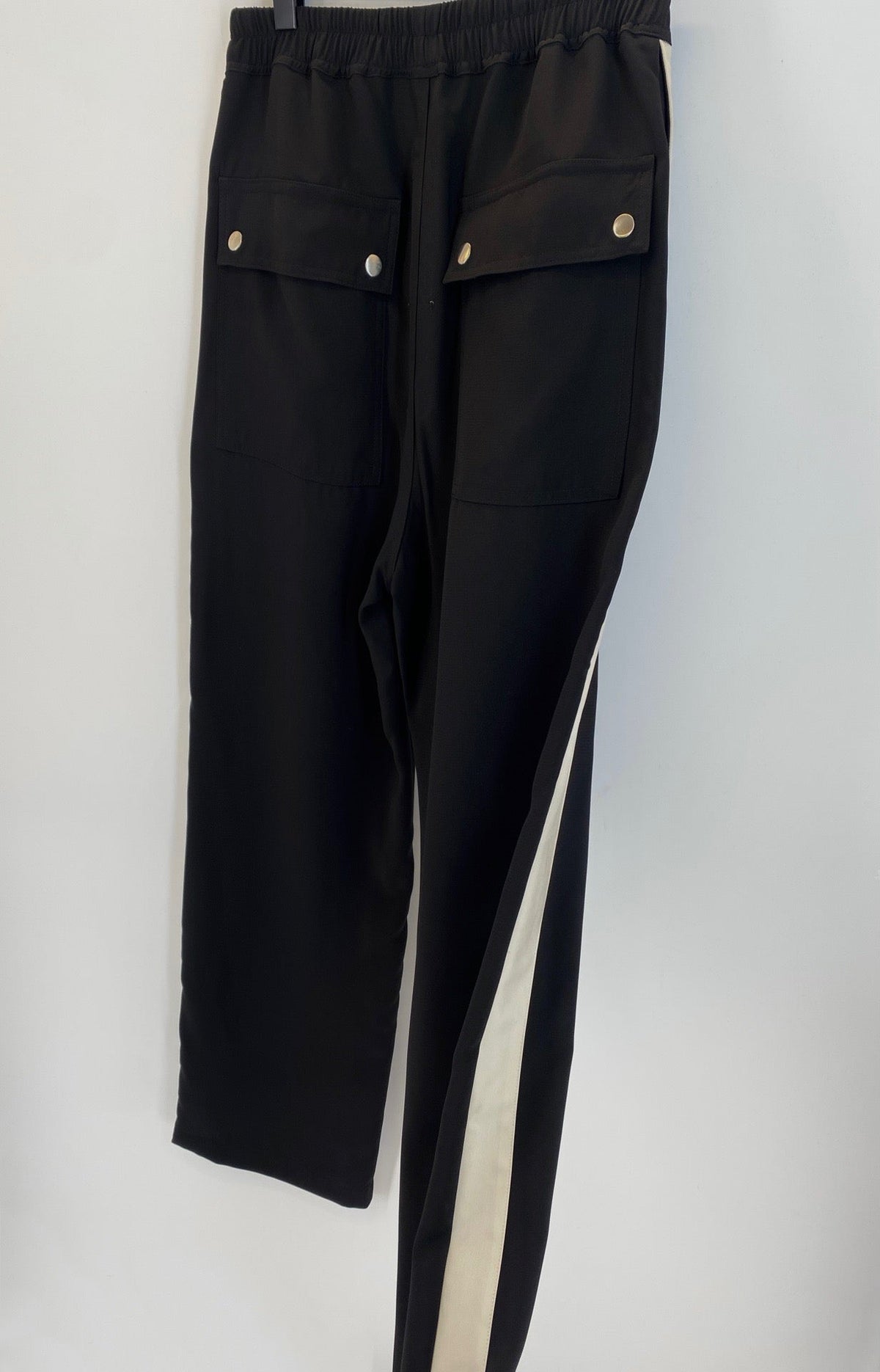 Black Cotton Side Stripe Straight - Men's