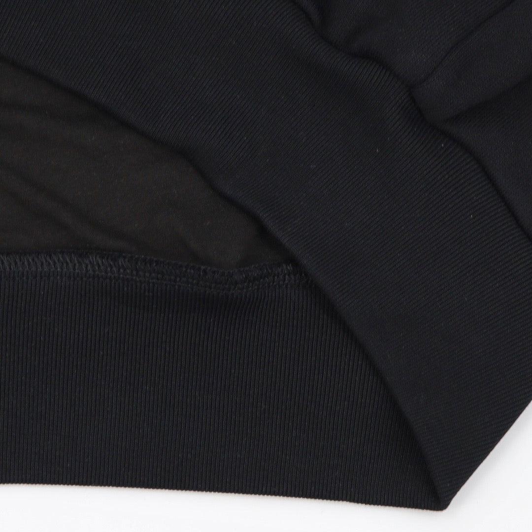 Black Cotton Leather Sleeve Bomber - Men's