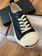 Black Canvas Toe Cap Low-Top - Men's