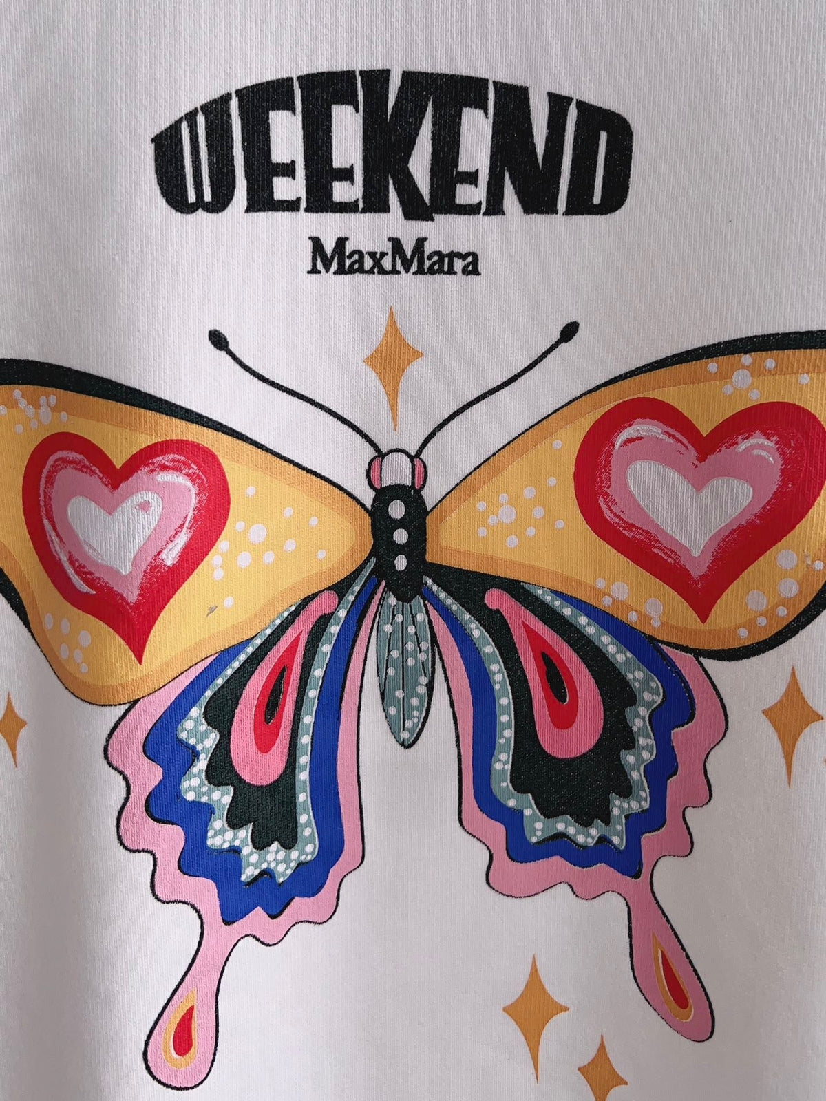 Grey Cotton Butterfly Graphic Crewneck - Women's