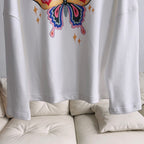 Grey Cotton Butterfly Graphic Crewneck - Women's