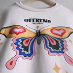 Grey Cotton Butterfly Graphic Crewneck - Women's