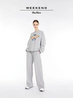 Grey Cotton Butterfly Graphic Crewneck - Women's