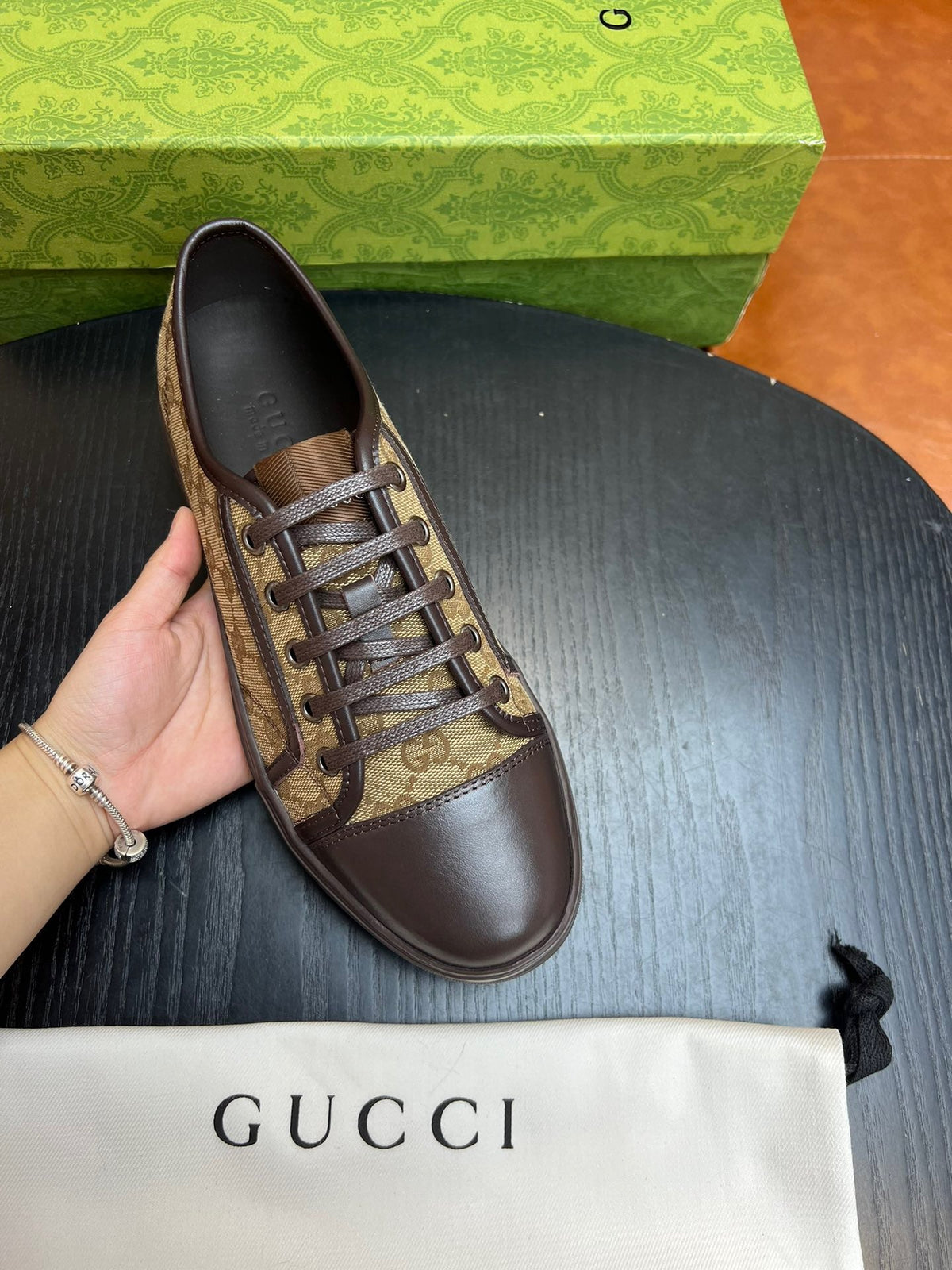 Beige Canvas Monogram Low-Top - Men's