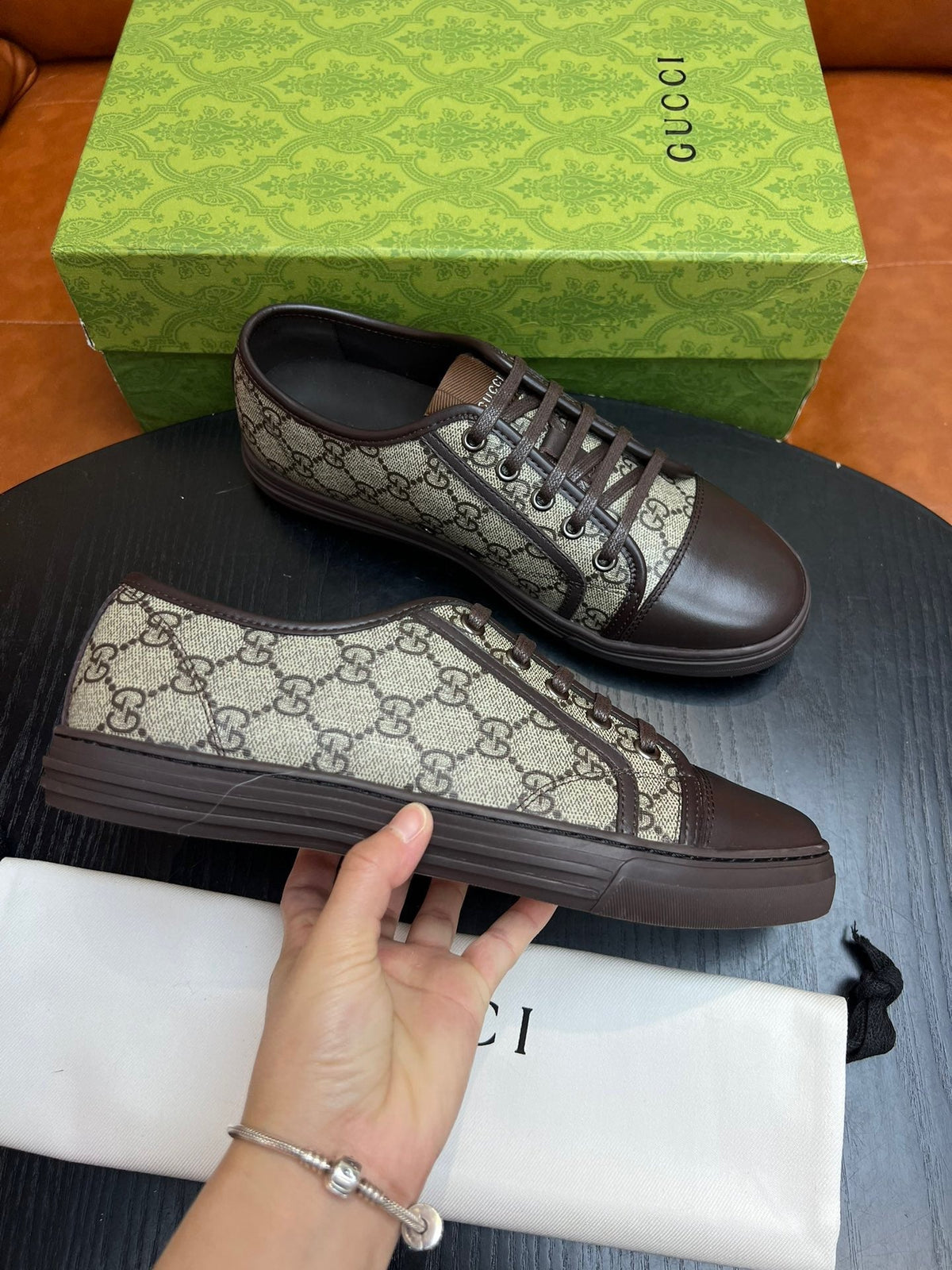 Beige Canvas Monogram Low-Top - Men's
