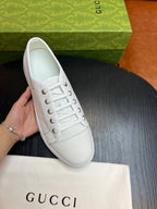 Brown Leather Plain Low-Top - Men's
