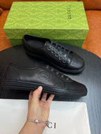 Brown Leather Plain Low-Top - Men's