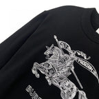 Black Cotton Embroidered Crewneck - Men's