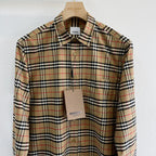 Beige Cotton Classic Check Long-Sleeve - Men's